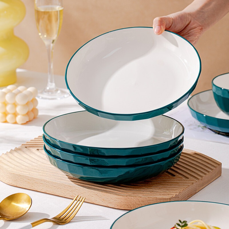Japanese-Style Creative Plates and Dishes for Home Use 2026 New Ceramic Bowl and Plate Set Retro Deep Plate Tableware Set