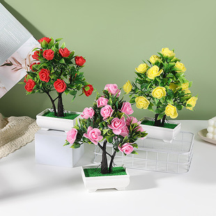 Simulated Plant Potted Simulated Roses Fake Flower Potted Plant Factory Direct Supply of 16 Foam Roses Money Tree Ornaments