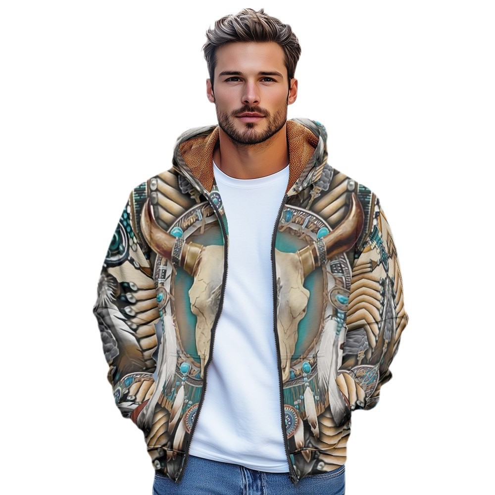 Alta calidad otoño e invierno suéter con capucha para hombre tendencia 3d animal estampado con capucha con cremallera chaqueta MF12