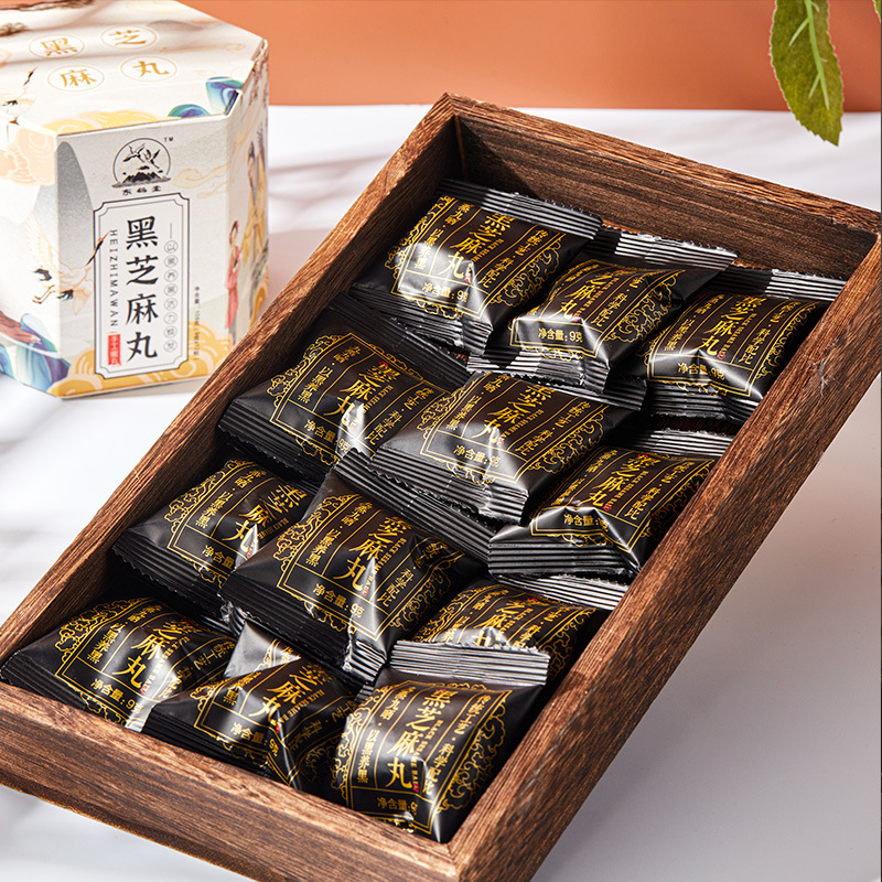 Wholesale Black Sesame Balls, Handmade Nine Steams and Nine Dries Sesame Balls, Self-Distributed