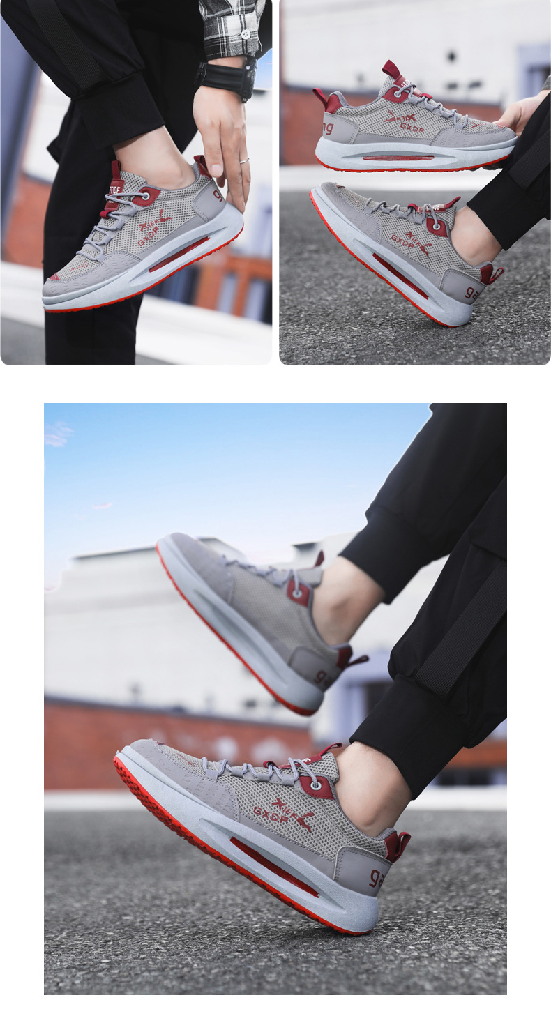Herren Freizeitschuhe, Leichte Leder Sneaker Mit Mesh Einsatz_voghion.com