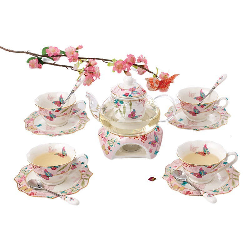 Европейский Стиль Бытовая Керамическая свеча с подогревом утолщенное стекло послеобеденный чай цветочный чайник чайная чашка Фруктовый Ароматизированный чайный набор костюм