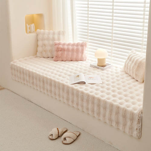 Rabbit Plush Bay Window Mat Winter Style  New Window Sill Mat Balcony Seat Cushion Cream Ins Style Tatami Customization