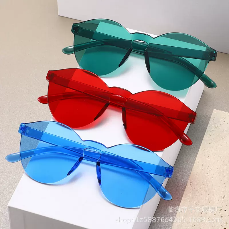 儿童款6023#无边框时尚太阳镜糖果色百搭彩色眼镜闺蜜装姐妹眼镜