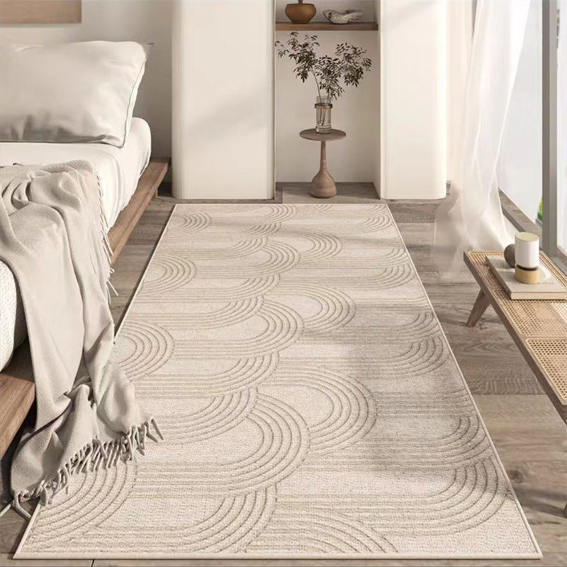 Alfombra de cachemira de imitación gruesa simple de estilo japonés, manta de borde de cama de dormitorio antideslizante para el hogar