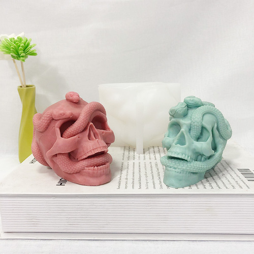 New Arrival: Terrifying Snake Head Skull Silicone Mold for Halloween Candles & DIY Resin/Gypsum Decorative Ornaments