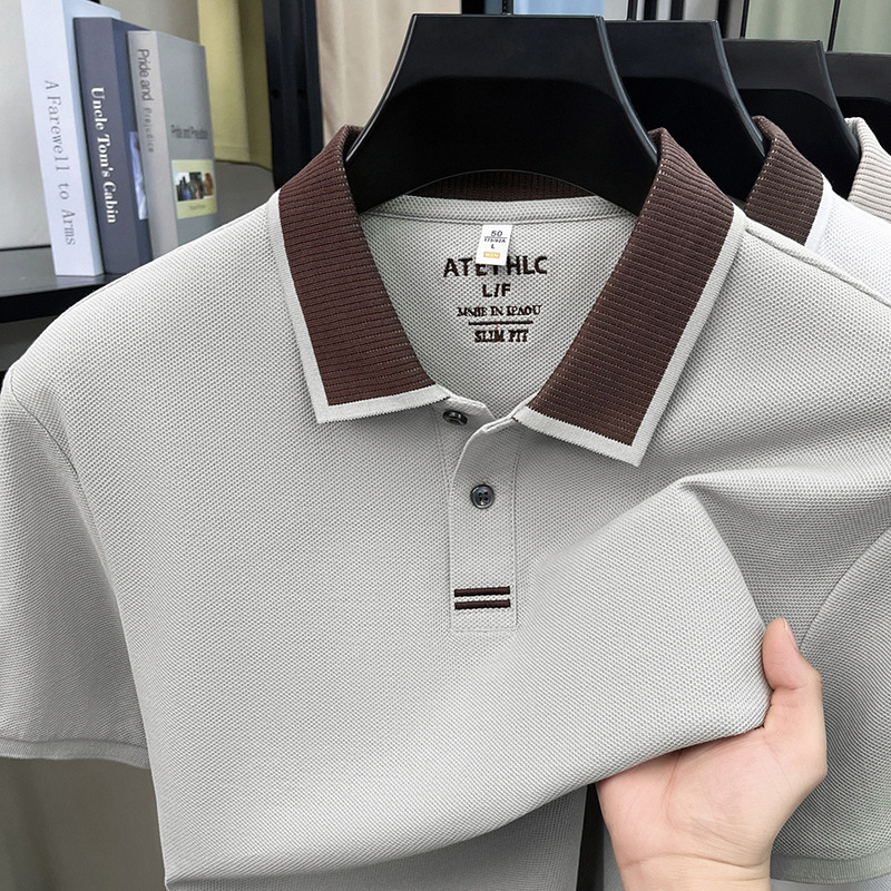 220g Xinjiang Long-Staple Cotton Short-Sleeved Polo Shirt for Men, Summer Lapel Business Breathable Half-Sleeved Casual Fashion T-Shirt for Men 220g Xinjiang Long-Staple Cotton Short-Sleeved Polo Shirt for Men, Summer Lapel Business Breathable Half-Sleeved Casual Fashion T-Shirt for Men