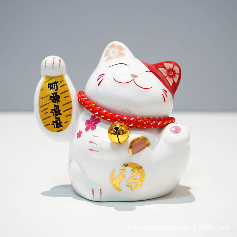 Fortuna gato miles de dos adornos pequeño tamaño lindo cerámica decoración del hogar creativo empresa actividad pequeño regalo logo