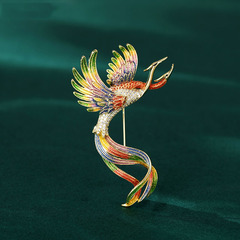 中国風エナメル鳳凰ブローチ高級女性軽豪華レトロピン大気高級感胸花スーツアクセサリー
