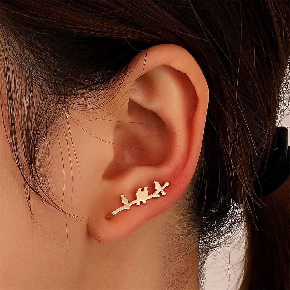 simple fashion ear clip star leaf zircon Ushaped ear bone clippicture3