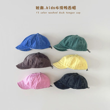 秋南 韩国宝宝帽子春秋ins时尚简约休闲棒球帽水洗儿童软檐鸭舌帽