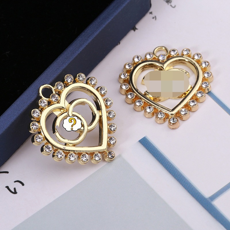 Double C Heart Pendant Jewelry Personality Diamond C logo Accessories Love Necklace Small Fragrant Ear Accessories