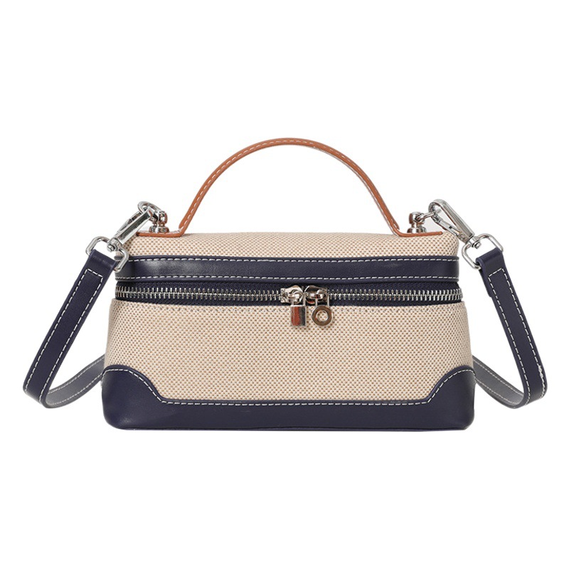 Bolso de lona para mujer, nuevo estilo coreano transfronterizo, moderno, con bloques de color y patchwork, bolso cuadrado pequeño, bolso bandolera de lona informal y a la moda. image 1