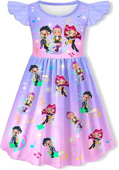 2025 新しいクロスボーダー夏のデーモンハンタースーツ人気歌手ホーム服プリンセスドレスプリントネグリジェ|undefined