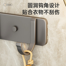 免打孔不锈钢排钩挂钩浴室客厅卫生间门后收纳衣帽太空铝多钩组合