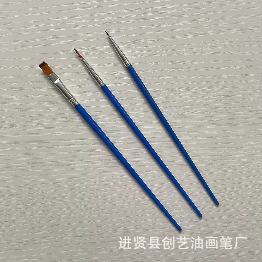 源头塑料杆双色毛大小尖头扁平头油画笔数字油画笔尖头勾线笔