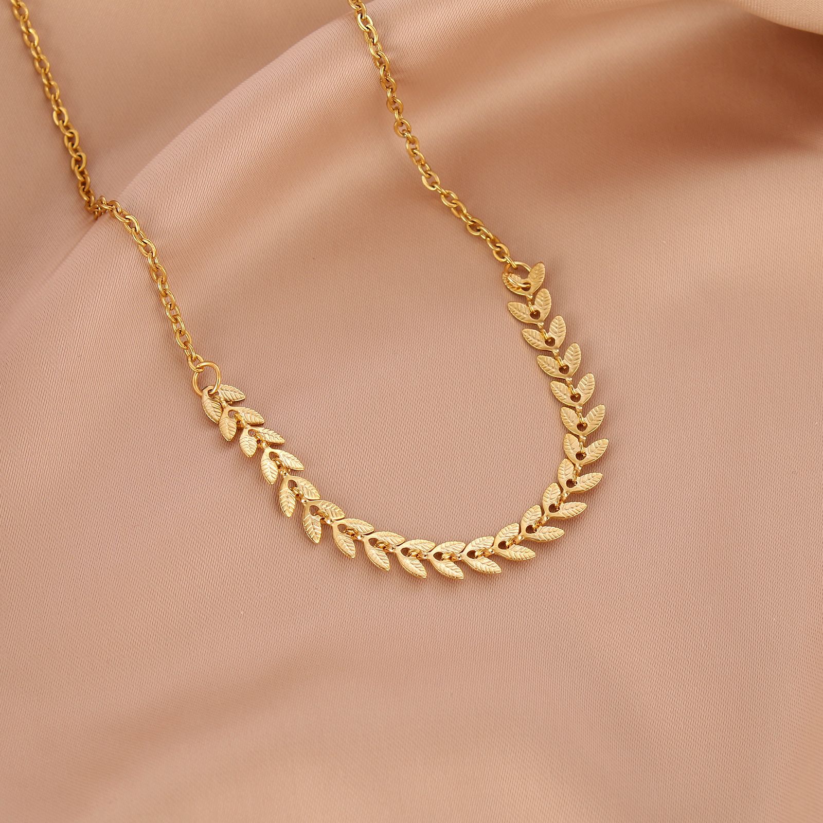 Simple Style Leaf Stainless Steel Titanium Steel Plating Necklace 1 Piece
