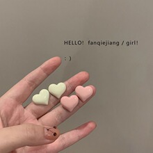 日韩奶油甜心粉嫩爱心耳针女耳环小众设计感高级甜美2023年新款潮