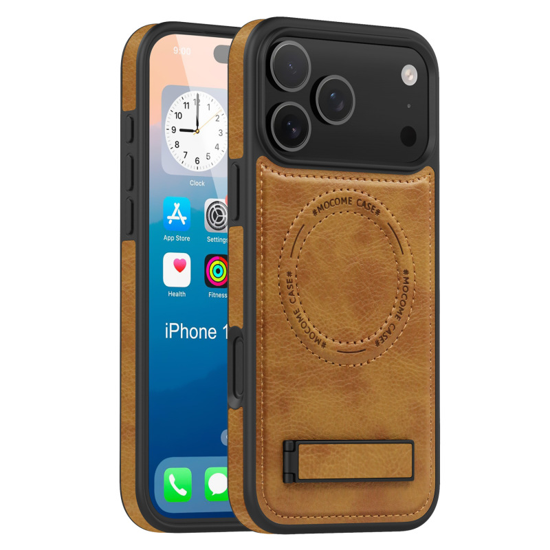 晶盾支架适用iPhone17手机壳皮革磁吸苹果17ProMax防摔保护套跨境|undefined