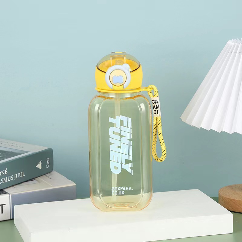 Nuevo color transfronterizo taza de plástico esmerizado taza cuadrada de paja taza de agua portátil de gran capacidad taza deportiva casual