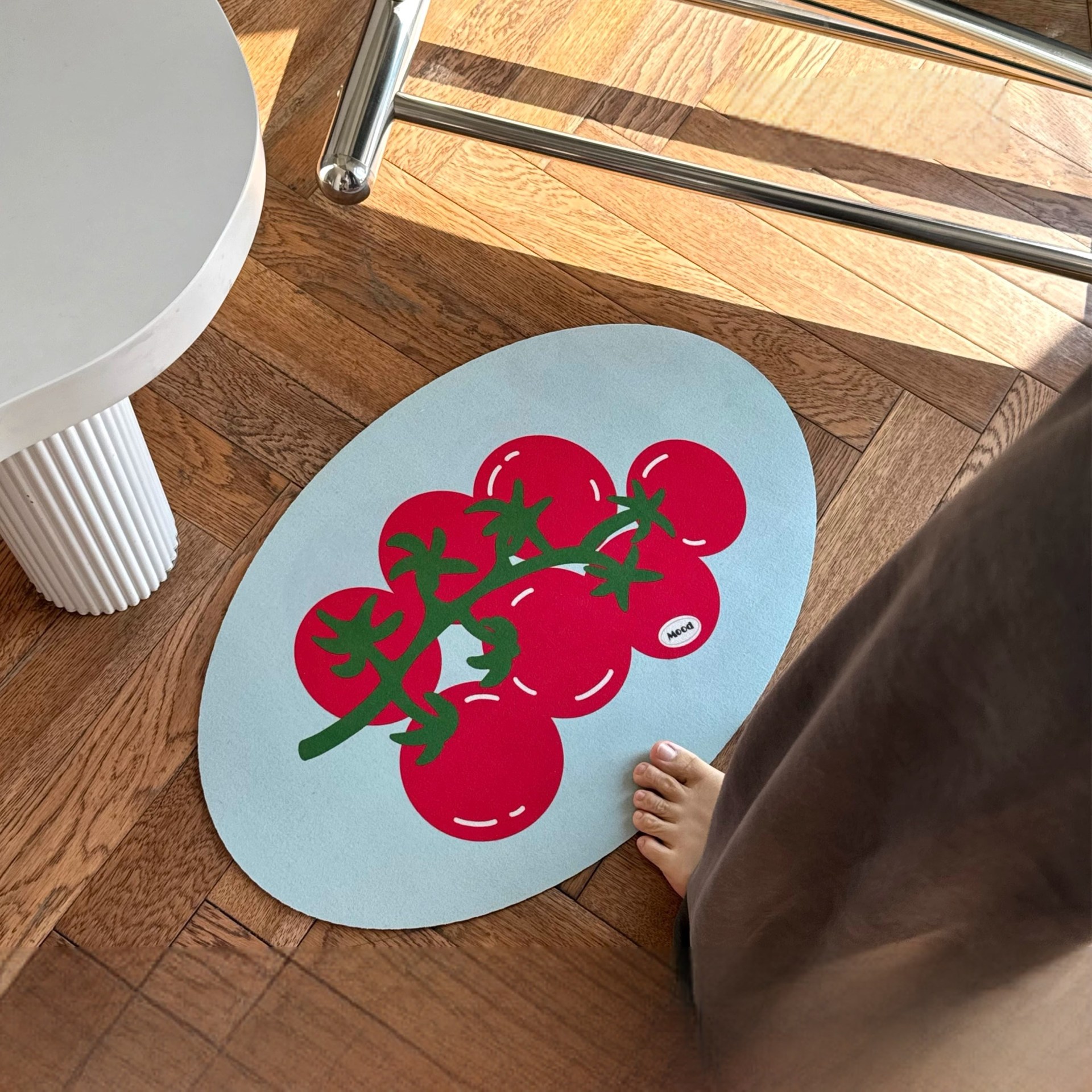 Korean Tomato Skewer Oval Bathroom Floor Mat Simple Ins Style Diatom Mud Bathroom Non-Slip, Stain-Resistant and Water-Absorbent Foot Mat