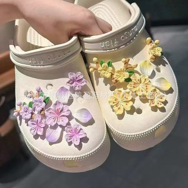 SZ-153 보라색과 노란색 벚꽃 (신발 버클과 함께 직접 사용)