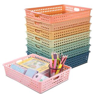 6-Pack Plastic Classroom Storage Baskets, Paper Tray Teacher Desk Storage Bins for Classroom Organization