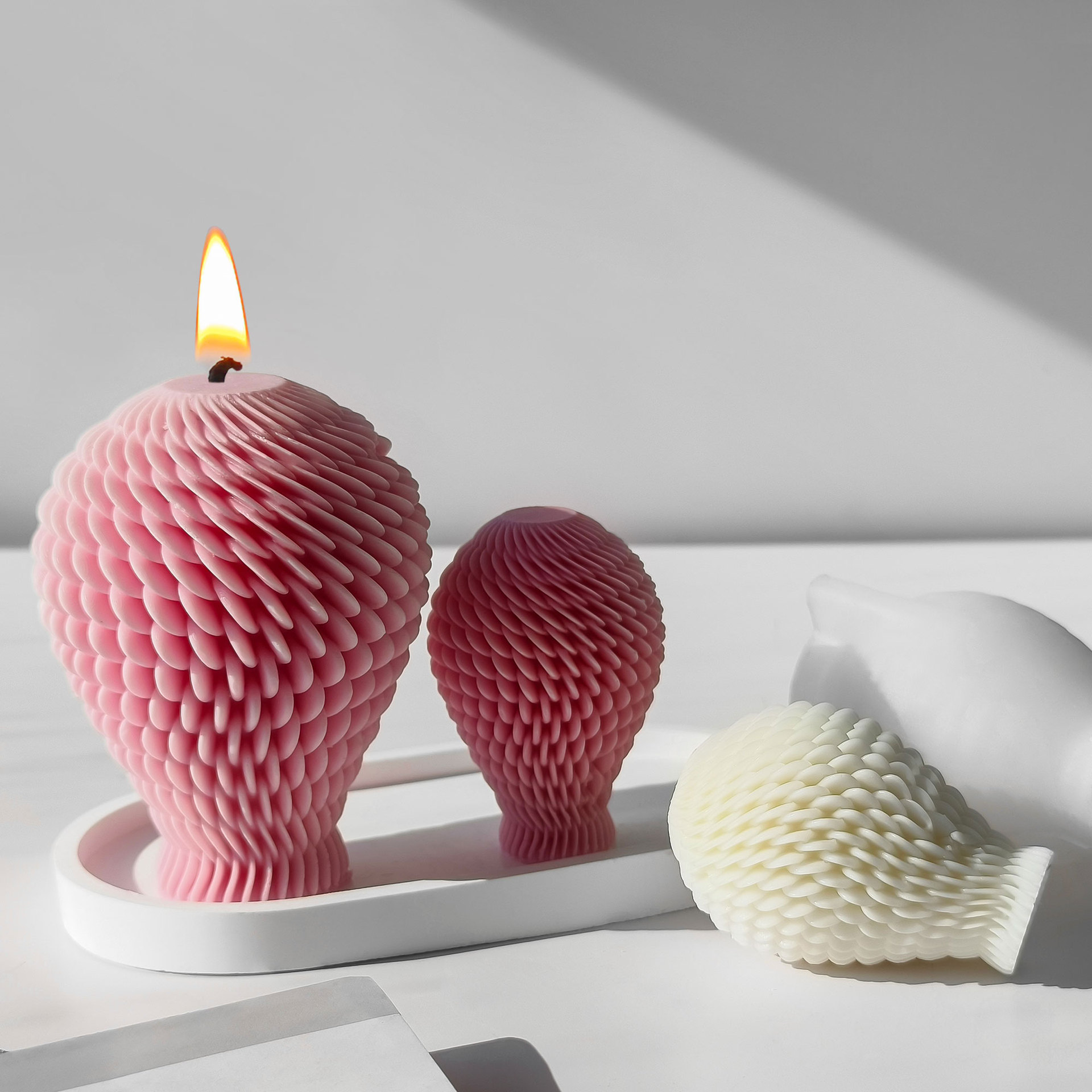 Jiahuimei bola giratoria vela de aromaterapia molde de silicona diy vela de yeso geométrico adorno abrasivo