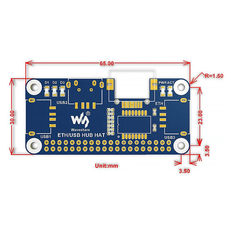 Конвертер USB→RJ45 для Raspberry Pi ZERO 2W, USB‑HUB/сетевая плата расширения