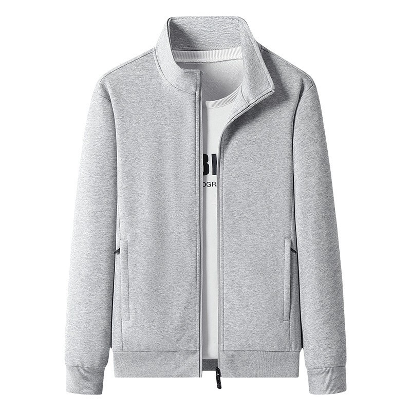 Men's Spring New Cotton Cardigan Stand-Up Collar Sweatshirt, Simple and Versatile Sports Casual High-Quality Top