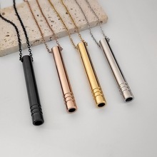 影琪跨境大卖钛钢苦思冥想管子吊坠新款口哨时尚项链项饰