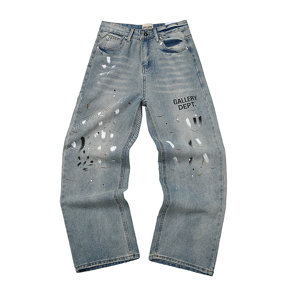 Gallery Dept. Jeans Logo Paint Splatter Flared Light Blue