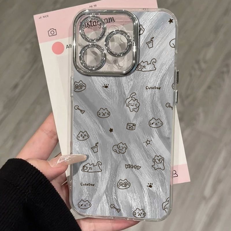 Full Screen Xiao Mao Suitable for Apple 16 15promax Mobile Phone Shell Fine Hole Feather Yarn 13/12/11 Hard Shell 16pro X