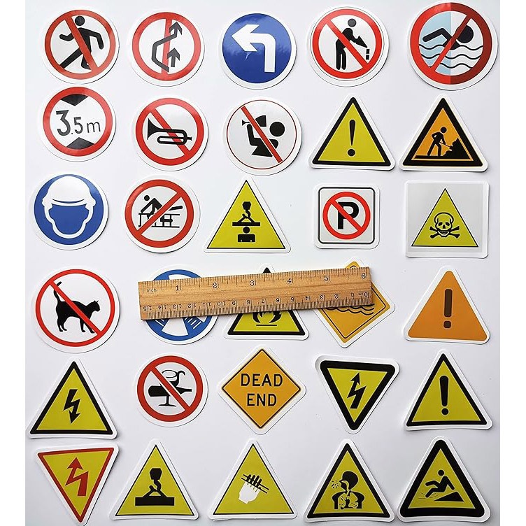 Traffic Sign Stickers Funny Traffic Warning Sign Stickers Workplace…
