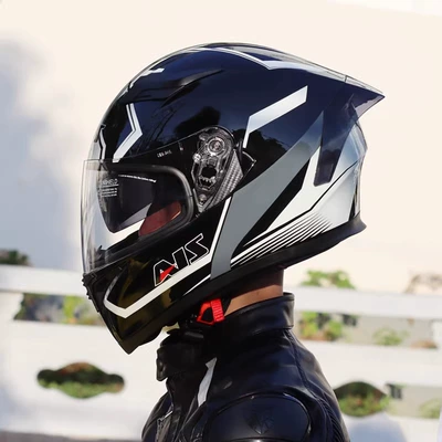 Ai Shi Helmet Motorcycle Full: Motosiklet kaskı (dəbilqə) - white-ant-transparent-lenses-m