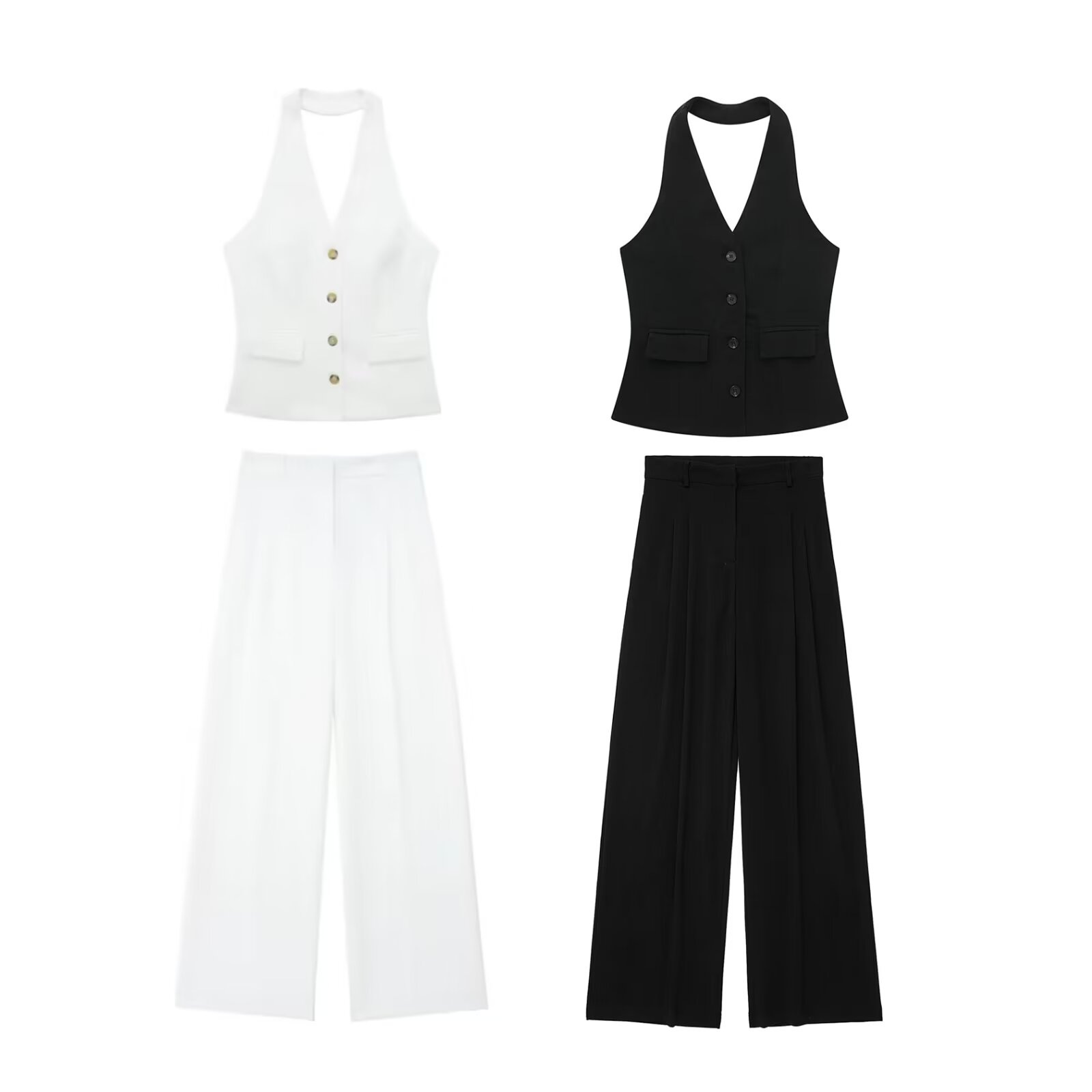 140g Weight Sleeveless Sleeve Length Daily Women's Casual Simple Style Solid Color Spandex Pant Co-ord Set Pants Sets