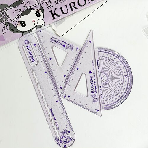 Four-piece ruler set Sanrio Kurome Melody ruler set student stationery drawing ruler ruler triangle ruler