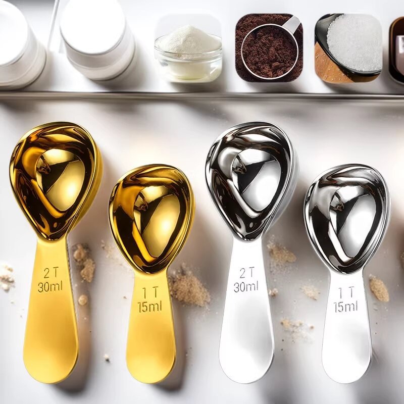 크로스보더 304 스테인리스 계량스푼 하트 모양 커피빈 계량스푼 분유/차/조미료 계량스푼 베이킹용