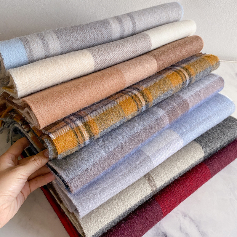 100% Australian Wool Pure Wool Scarf for Men and Women in Winter High-End New British Style Couple Scarf Birthday Gift