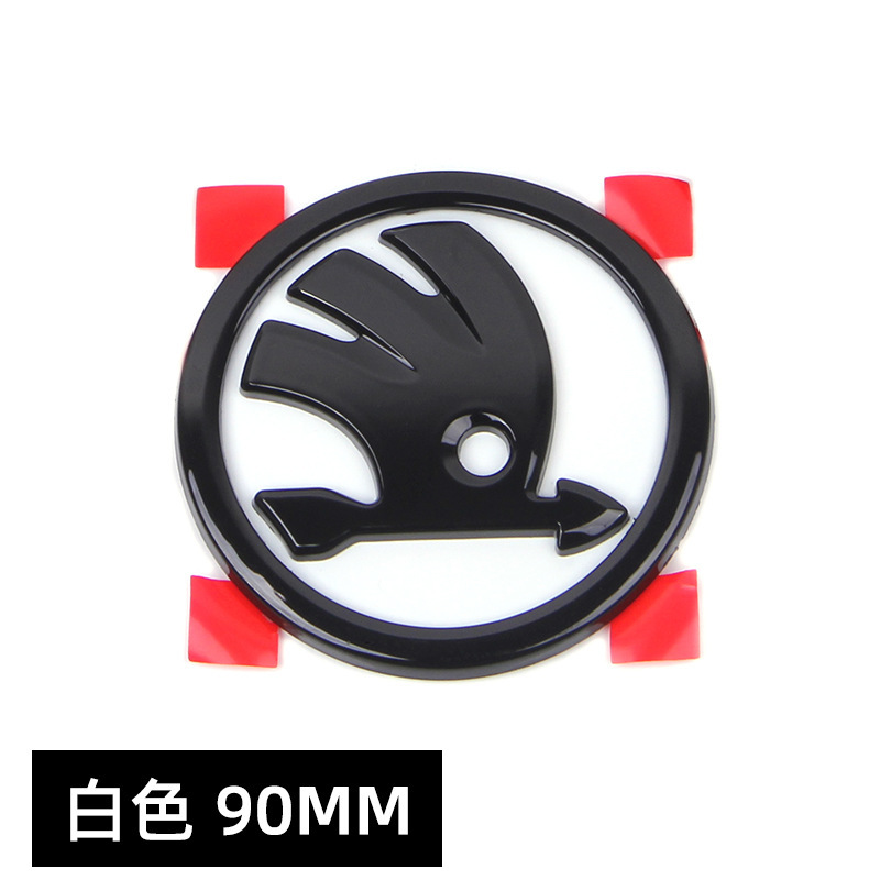 90MM 80MM Adecuado para Skoda Octavia Jingrui Etiqueta delantera y trasera Etiqueta de red media negra Etiqueta de cola ABS