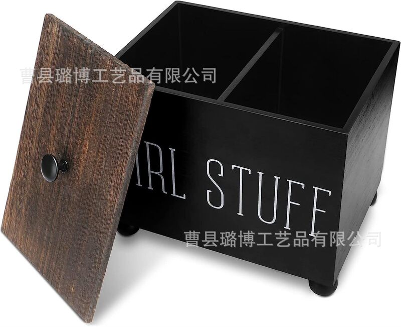 Country wooden bathroom storage box with lid bathroom tampon organizer farmhouse storage box desktop decorative box