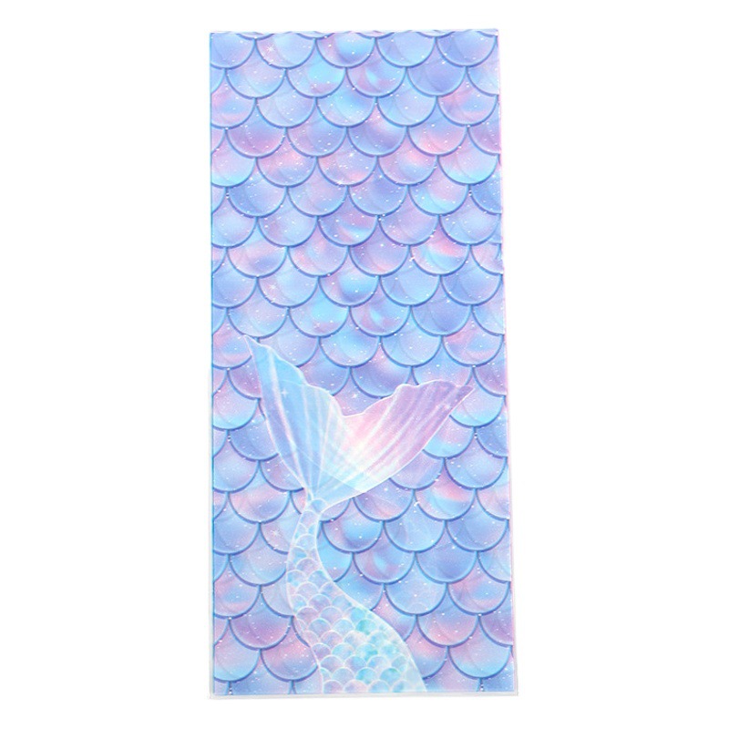 Sirena escala patrón fiesta caramelo bolsa de cordón copo de nieve crujiente bolsa de embalaje corbata bolsa de regalo OPP transparente bolsillo plano