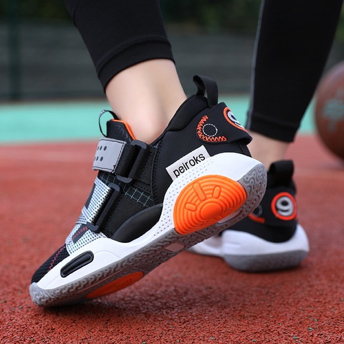 Children's Basketball Shoes 2024 Spring New Boys' Sports Shoes Medium and Large Children's Mesh Breathable Color Matching Casual Running Shoes