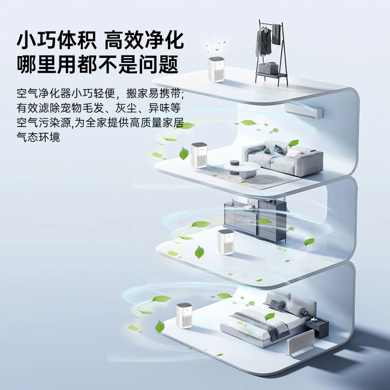 新款跨境家用桌面智能空气净化器宠物除毛净化器除菌负离子除甲醛|undefined