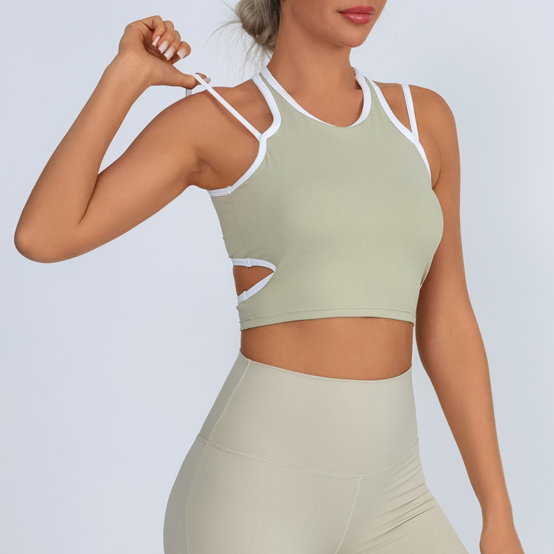 Nuevo chaleco de yoga para mujeres envueltas en el pecho a prueba de choque contra el color I forma deportiva fitness belleza de espalda rápida chaqueta seca en stock