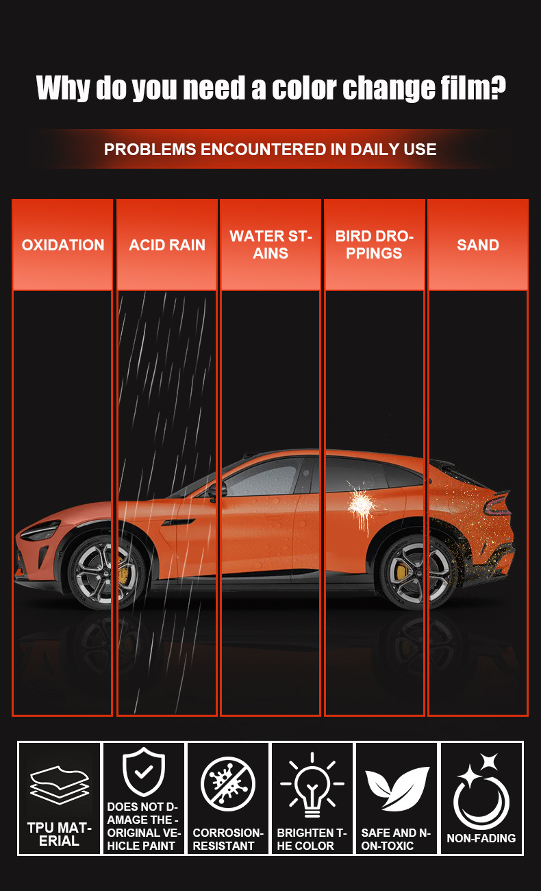 Axxpel Metal Tungsten Steel Tpu Car Paint Surface Color-Changing Protective Film Ppf Thermal Repair Scratch Protection