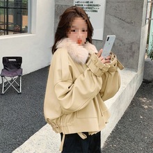 加绒加厚皮衣短款可拆2025秋冬新品仿狐狸毛毛领皮毛一体外套女