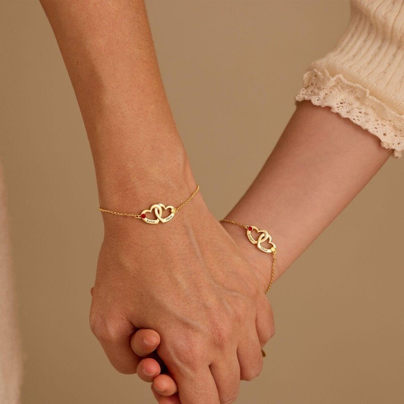 Cross-Border European and American Jewelry Custom-Made Heart-Shaped Name Bracelet with Birthstone Inlaid Intertwined Love Heart Bracelet Valentine's Day Gift Cross-Border European and American Jewelry Custom-Made Heart-Shaped Name Bracelet with Birthstone Inlaid Intertwined Love Heart Bracelet Valentine's Day Gift