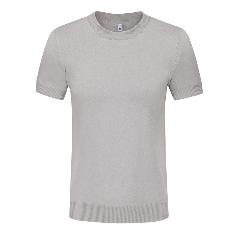 Short-sleeved Solid Color Breathable Knitted T-shirt Men's Youth Daily Slim-fit Crewneck Thin Summer Simple Pullover Top T Short-sleeved Solid Color Breathable Knitted T-shirt Men's Youth Daily Slim-fit Crewneck Thin Summer Simple Pullover Top T