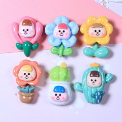 Cute Cartoon Multi-Girl Potted Flower Resin Jewelry Accessories DIY Cream Glue Phone Case, Hair Clip, and Storage Box Stickers